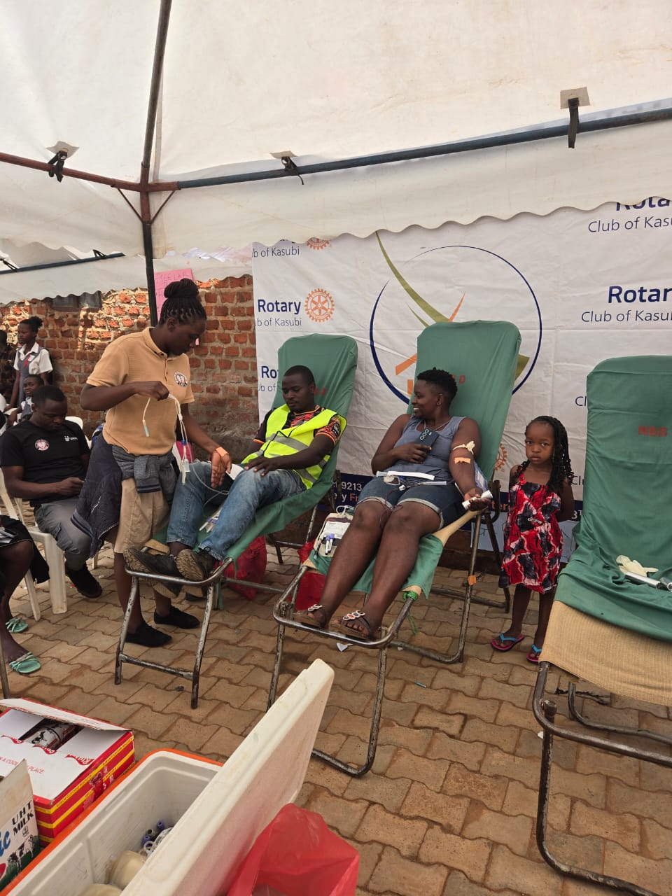 Blood donation exercise at the medical camp