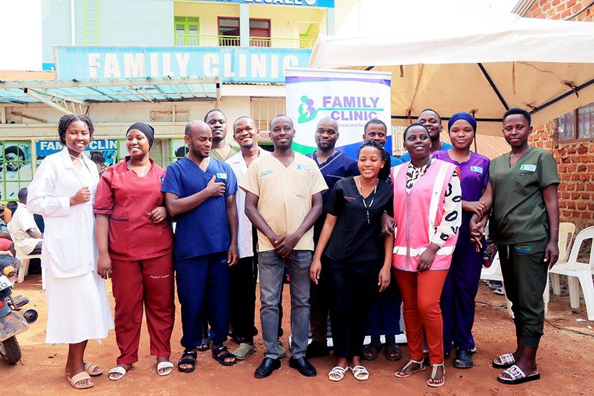 Family Clinic medical team standing together outside the clinic
