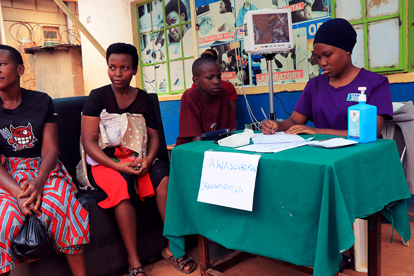 Patients receiving screening at a community health camp